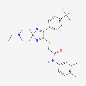 2-((3-(4-(tert-butyl)phenyl)-8-ethyl-1,4,8-triazaspiro[4.5]deca-1,3-dien-2-yl)thio)-N-(3,4-dimethylphenyl)acetamide