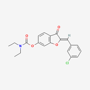 molecular formula C20H18ClNO4 B2849570 (Z)-2-(3-chlorobenzylidene)-3-oxo-2,3-dihydrobenzofuran-6-yl diethylcarbamate CAS No. 622796-72-9