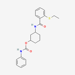 molecular formula C22H26N2O3S B2849575 3-(2-(乙硫基)苯甲酰胺基)环己基苯基氨基甲酸酯 CAS No. 1396674-03-5