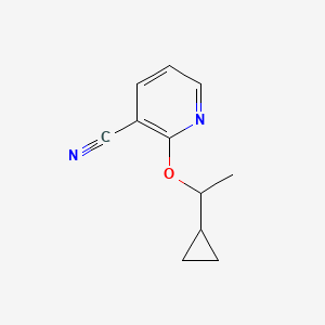 molecular formula C11H12N2O B2849592 2-(1-Cyclopropylethoxy)pyridine-3-carbonitrile CAS No. 2201996-07-6