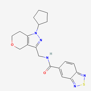 molecular formula C19H21N5O2S B2849595 N-((1-cyclopentyl-1,4,6,7-tetrahydropyrano[4,3-c]pyrazol-3-yl)methyl)benzo[c][1,2,5]thiadiazole-5-carboxamide CAS No. 1795357-63-9