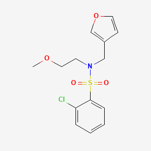 molecular formula C14H16ClNO4S B2849596 2-chloro-N-(furan-3-ylmethyl)-N-(2-methoxyethyl)benzenesulfonamide CAS No. 1421455-68-6