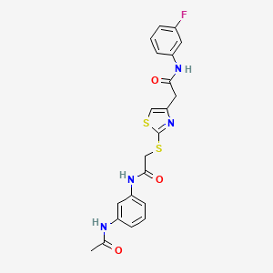 N-(3-acetamidophenyl)-2-((4-(2-((3-fluorophenyl)amino)-2-oxoethyl)thiazol-2-yl)thio)acetamide