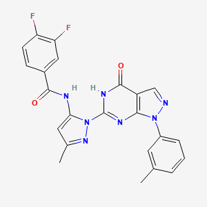 3,4-difluoro-N-(3-methyl-1-(4-oxo-1-(m-tolyl)-4,5-dihydro-1H-pyrazolo[3,4-d]pyrimidin-6-yl)-1H-pyrazol-5-yl)benzamide