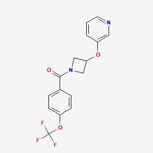 molecular formula C16H13F3N2O3 B2849607 (3-(Pyridin-3-yloxy)azetidin-1-yl)(4-(trifluoromethoxy)phenyl)methanone CAS No. 1903855-23-1
