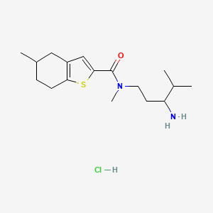 molecular formula C17H29ClN2OS B2849609 N-(3-氨基-4-甲基戊基)-N,5-二甲基-4,5,6,7-四氢-1-苯并噻吩-2-羧酰胺；盐酸盐 CAS No. 1604637-81-1