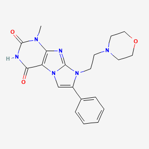 molecular formula C20H22N6O3 B2849616 1-methyl-8-(2-morpholinoethyl)-7-phenyl-1H-imidazo[2,1-f]purine-2,4(3H,8H)-dione CAS No. 879457-61-1