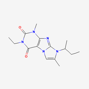 molecular formula C15H21N5O2 B2849624 8-(sec-butyl)-3-ethyl-1,7-dimethyl-1H-imidazo[2,1-f]purine-2,4(3H,8H)-dione CAS No. 915934-44-0