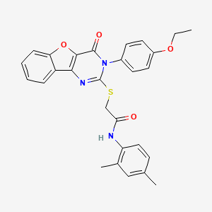 molecular formula C28H25N3O4S B2849631 N-(2,4-dimethylphenyl)-2-((3-(4-ethoxyphenyl)-4-oxo-3,4-dihydrobenzofuro[3,2-d]pyrimidin-2-yl)thio)acetamide CAS No. 895646-43-2
