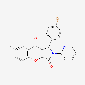 molecular formula C23H15BrN2O3 B2849648 1-(4-Bromophenyl)-7-methyl-2-(pyridin-2-yl)-1,2-dihydrochromeno[2,3-c]pyrrole-3,9-dione CAS No. 634567-99-0