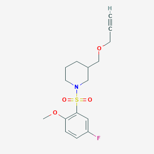 molecular formula C16H20FNO4S B2849672 1-((5-氟-2-甲氧基苯基)磺酰)-3-((丙-2-炔-1-基氧基)甲基)哌啶 CAS No. 1251670-29-7