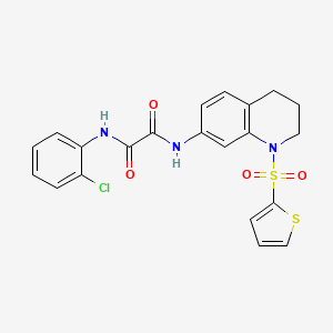 molecular formula C21H18ClN3O4S2 B2849678 N1-(2-chlorophenyl)-N2-(1-(thiophen-2-ylsulfonyl)-1,2,3,4-tetrahydroquinolin-7-yl)oxalamide CAS No. 898414-20-5