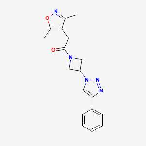 molecular formula C18H19N5O2 B2849681 2-(3,5-dimethylisoxazol-4-yl)-1-(3-(4-phenyl-1H-1,2,3-triazol-1-yl)azetidin-1-yl)ethanone CAS No. 2034265-97-7