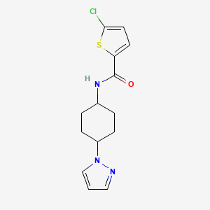 molecular formula C14H16ClN3OS B2849683 5-chloro-N-[4-(1H-pyrazol-1-yl)cyclohexyl]thiophene-2-carboxamide CAS No. 2097897-28-2