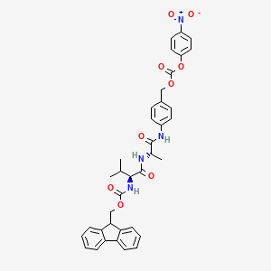 molecular formula C37H36N4O9 B2849687 (9H-Fluoren-9-yl)methyl ((S)-3-methyl-1-(((S)-1-((4-((((4-nitrophenoxy)carbonyl)oxy)methyl)phenyl)amino)-1-oxopropan-2-yl)amino)-1-oxobutan-2-yl)carbamate CAS No. 1394238-92-6