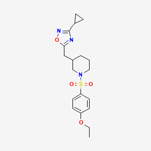 molecular formula C19H25N3O4S B2849689 3-Cyclopropyl-5-((1-((4-ethoxyphenyl)sulfonyl)piperidin-3-yl)methyl)-1,2,4-oxadiazole CAS No. 1705879-82-8