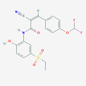 (Z)-2-Cyano-3-[4-(difluoromethoxy)phenyl]-N-(5-ethylsulfonyl-2-hydroxyphenyl)prop-2-enamide