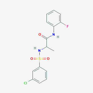 molecular formula C15H14ClFN2O3S B2849694 2-(3-chlorobenzenesulfonamido)-N-(2-fluorophenyl)propanamide CAS No. 1008185-92-9