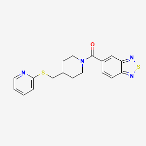 molecular formula C18H18N4OS2 B2849702 Benzo[c][1,2,5]thiadiazol-5-yl(4-((pyridin-2-ylthio)methyl)piperidin-1-yl)methanone CAS No. 1421516-85-9