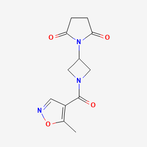 molecular formula C12H13N3O4 B2849703 1-(1-(5-Methylisoxazole-4-carbonyl)azetidin-3-yl)pyrrolidine-2,5-dione CAS No. 2034359-02-7