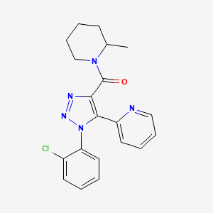 molecular formula C20H20ClN5O B2849710 2-{1-(2-chlorophenyl)-4-[(2-methylpiperidin-1-yl)carbonyl]-1H-1,2,3-triazol-5-yl}pyridine CAS No. 1396862-58-0