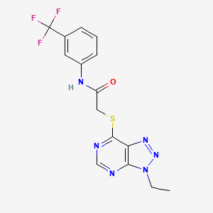 molecular formula C15H13F3N6OS B2849711 2-((3-ethyl-3H-[1,2,3]triazolo[4,5-d]pyrimidin-7-yl)thio)-N-(3-(trifluoromethyl)phenyl)acetamide CAS No. 1060204-82-1