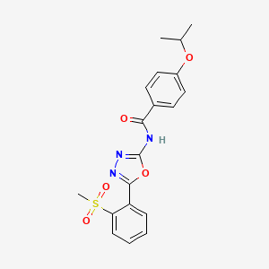 molecular formula C19H19N3O5S B2849712 4-isopropoxy-N-(5-(2-(methylsulfonyl)phenyl)-1,3,4-oxadiazol-2-yl)benzamide CAS No. 886925-10-6