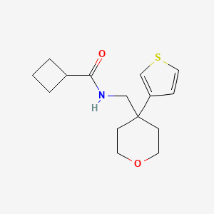 molecular formula C15H21NO2S B2849723 N-((4-(thiophen-3-yl)tetrahydro-2H-pyran-4-yl)methyl)cyclobutanecarboxamide CAS No. 2310039-35-9