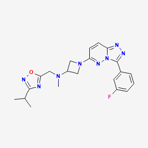 molecular formula C21H23FN8O B2849724 1-[3-(3-Fluorophenyl)-[1,2,4]triazolo[4,3-b]pyridazin-6-yl]-N-methyl-N-[(3-propan-2-yl-1,2,4-oxadiazol-5-yl)methyl]azetidin-3-amine CAS No. 2379976-04-0