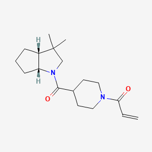 molecular formula C18H28N2O2 B2849732 1-[4-[(3Ar,6aR)-3,3-dimethyl-2,3a,4,5,6,6a-hexahydrocyclopenta[b]pyrrole-1-carbonyl]piperidin-1-yl]prop-2-en-1-one CAS No. 2361887-87-6