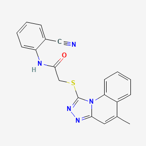 molecular formula C20H15N5OS B2849735 N-(2-cyanophenyl)-2-((5-methyl-[1,2,4]triazolo[4,3-a]quinolin-1-yl)thio)acetamide CAS No. 442865-51-2