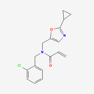 molecular formula C17H17ClN2O2 B2849738 N-[(2-Chlorophenyl)methyl]-N-[(2-cyclopropyl-1,3-oxazol-5-yl)methyl]prop-2-enamide CAS No. 2411263-68-6