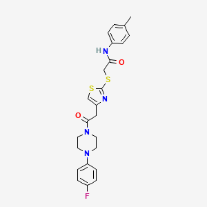 molecular formula C24H25FN4O2S2 B2849747 2-((4-(2-(4-(4-fluorophenyl)piperazin-1-yl)-2-oxoethyl)thiazol-2-yl)thio)-N-(p-tolyl)acetamide CAS No. 941980-84-3