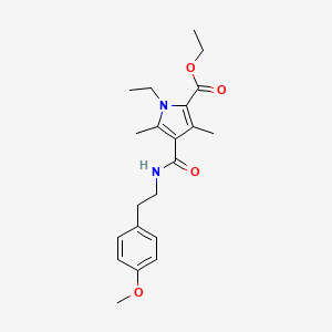 molecular formula C21H28N2O4 B2849753 ethyl 1-ethyl-4-((4-methoxyphenethyl)carbamoyl)-3,5-dimethyl-1H-pyrrole-2-carboxylate CAS No. 863006-43-3