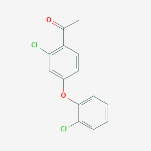 molecular formula C14H10Cl2O2 B2849756 1-[2-Chloro-4-(2-chloro-phenoxy)-phenyl]-ethanone CAS No. 1126633-08-6