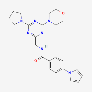 molecular formula C23H27N7O2 B2849779 N-((4-morpholino-6-(pyrrolidin-1-yl)-1,3,5-triazin-2-yl)methyl)-4-(1H-pyrrol-1-yl)benzamide CAS No. 2034410-24-5