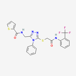 molecular formula C23H18F3N5O2S2 B2849793 N-[[5-[2-氧代-2-[2-(三氟甲基)苯胺基]乙基]硫代-4-苯基-1,2,4-三唑-3-基]甲基]噻吩-2-羧酰胺 CAS No. 392685-28-8