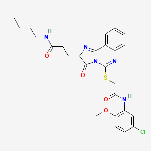 molecular formula C26H28ClN5O4S B2849804 N-butyl-3-[5-({[(5-chloro-2-methoxyphenyl)carbamoyl]methyl}sulfanyl)-3-oxo-2H,3H-imidazo[1,2-c]quinazolin-2-yl]propanamide CAS No. 1093809-24-5