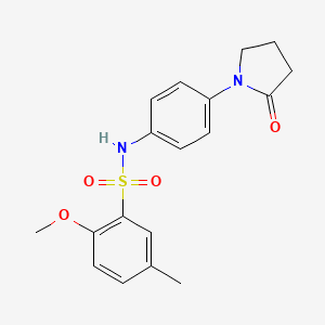 molecular formula C18H20N2O4S B2849805 2-甲氧基-5-甲基-N-(4-(2-氧代吡咯啉-1-基)苯基)苯磺酰胺 CAS No. 941890-74-0