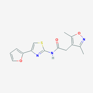 molecular formula C14H13N3O3S B2849816 2-(3,5-dimethylisoxazol-4-yl)-N-(4-(furan-2-yl)thiazol-2-yl)acetamide CAS No. 1235247-75-2