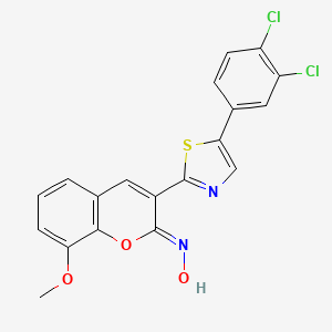 molecular formula C19H12Cl2N2O3S B2849817 N-[(2Z)-3-[5-(3,4-dichlorophenyl)-1,3-thiazol-2-yl]-8-methoxy-2H-chromen-2-ylidene]hydroxylamine CAS No. 2321338-31-0