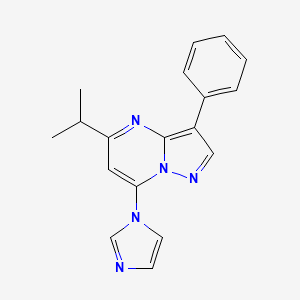 molecular formula C18H17N5 B2849821 7-(1H-imidazol-1-yl)-5-isopropyl-3-phenylpyrazolo[1,5-a]pyrimidine CAS No. 902044-34-2