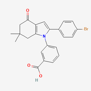molecular formula C23H20BrNO3 B2849824 3-[2-(4-溴苯基)-6,6-二甲基-4-氧代-5,7-二氢吲哚-1-基]苯甲酸 CAS No. 937604-64-3