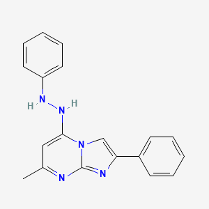 molecular formula C19H17N5 B2849825 7-Methyl-2-phenyl-5-(2-phenylhydrazino)imidazo[1,2-a]pyrimidine CAS No. 13994-75-7