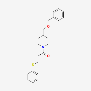 molecular formula C22H27NO2S B2849834 1-(4-((Benzyloxy)methyl)piperidin-1-yl)-3-(phenylthio)propan-1-one CAS No. 1226450-07-2