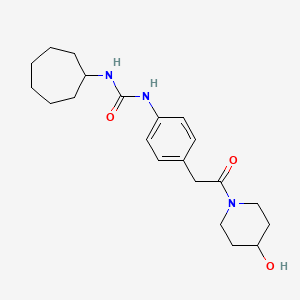 molecular formula C21H31N3O3 B2849835 1-Cycloheptyl-3-(4-(2-(4-hydroxypiperidin-1-yl)-2-oxoethyl)phenyl)urea CAS No. 1396633-89-8