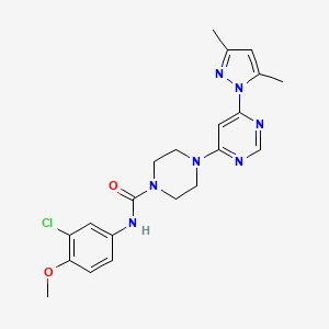 molecular formula C21H24ClN7O2 B2849843 N-(3-chloro-4-methoxyphenyl)-4-(6-(3,5-dimethyl-1H-pyrazol-1-yl)pyrimidin-4-yl)piperazine-1-carboxamide CAS No. 1171397-54-8