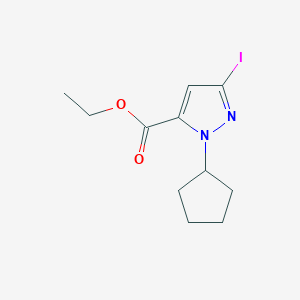 molecular formula C11H15IN2O2 B2849848 Ethyl 2-cyclopentyl-5-iodopyrazole-3-carboxylate CAS No. 2226182-46-1