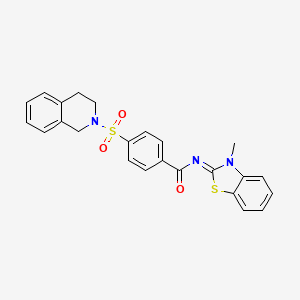 molecular formula C24H21N3O3S2 B2849853 (Z)-4-((3,4-dihydroisoquinolin-2(1H)-yl)sulfonyl)-N-(3-methylbenzo[d]thiazol-2(3H)-ylidene)benzamide CAS No. 391876-46-3