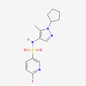 molecular formula C14H17FN4O2S B2849858 N-(1-cyclopentyl-5-methyl-1H-pyrazol-4-yl)-6-fluoropyridine-3-sulfonamide CAS No. 2094695-55-1
